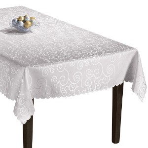 Collections Etc Fancy Scroll Scalloped Edge Festive Tablecloth - 1 of 2