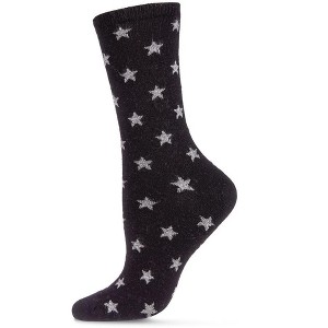 Memoi Women's Intergalactic Stars Cashmere Blend Crew Socks - 1 of 4