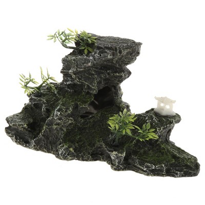 Unique Bargains Aquarium Terrariums Mountain for Fish Tank Landscape Decoration Resin Gray Green 5.51" Height 1pcs
