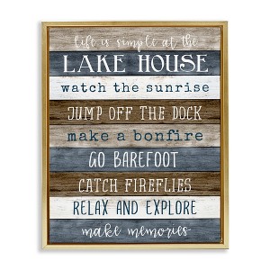 Stupell Industries Life Is Simple Lake House List Floating Frame Canvas Art - 1 of 4