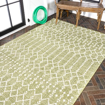 Boho-Chic Moroccan Tribal Geometric Black 9' x 12' Outdoor Area Rug