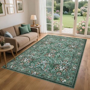 coucheta Multi-size Washable Floral Area Rugs for Living Room, Soft Vintage Low Pile Non Slip Stain Resistant Print Carpet, for Bedroom Dining Room - 1 of 4