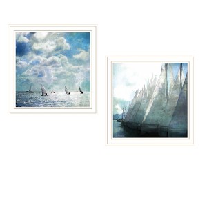 Gulches Trendy Decor 4U 2 Pc Vignette Sail Away White Framed Wall Art for Living Room, Bedroom Wall Art Print for Home Decor by Bluebird Barn - 1 of 4
