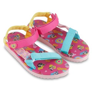 Ladies Powerpuff Girls Sandals - Ladies Classic Powerpuff Girls Double Strap Sandals - Powerpuff Girls Slip On Slides Shoes - 1 of 4