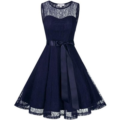 Cocktail Dresses Homecoming Dress for Teens Wedding Guest Sleeveless Lace Formal Dresses