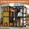 Large Cat Catio 4-Tier Outdoor Cat Enclosure, Weatherproof Cat House Attached to Window with Platforms & Resting Rooms for Multiple Cats, Brown - 3 of 4