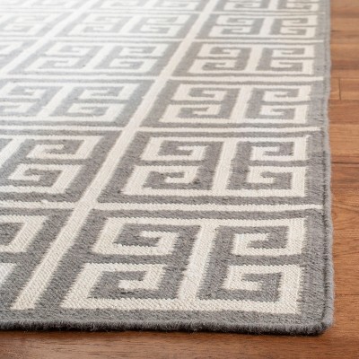 Grey and Ivory Geometric Handwoven Wool Area Rug 3' x 5'