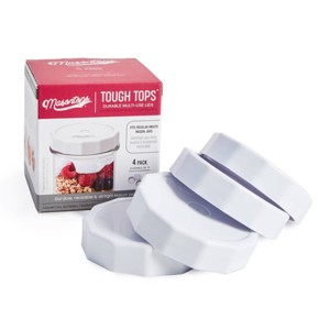 Masontops 4pk Tough Top Durable Plastic Lids Regular Mouth White - 1 of 2