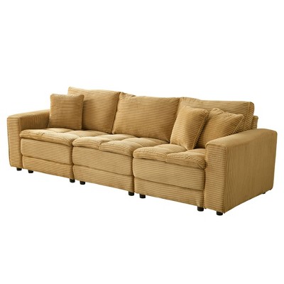 VYNXARIA 4 Seats,Oversized Sectional Sofa,L Shaped Corner Couch with Detachable Seat & Back Cushion,Corduroy Upholstery Convertible Sleeper Sofa&Couch