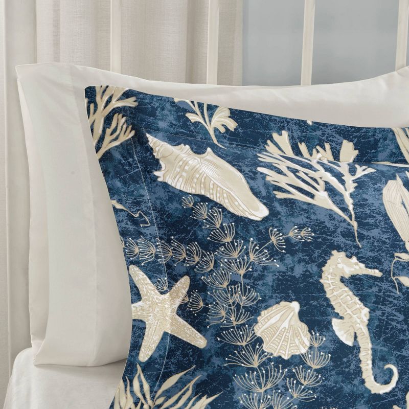 Blue Bedford Cotton Sateen Comforter Set, 6 of 10
