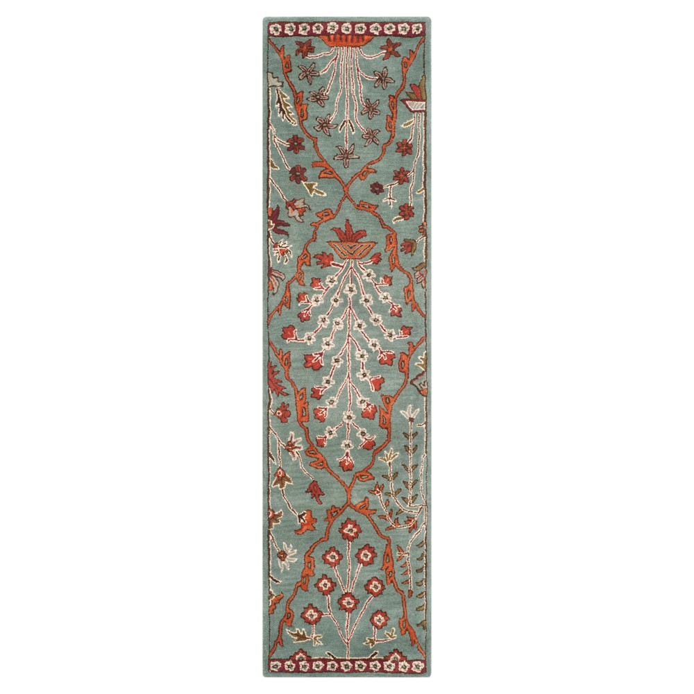 2'3inx9' Runner Blue/Rust Botanical Tufted - Safavieh