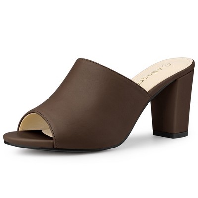 Allegra K Women's Slip-on Block Heel Slide Sandals