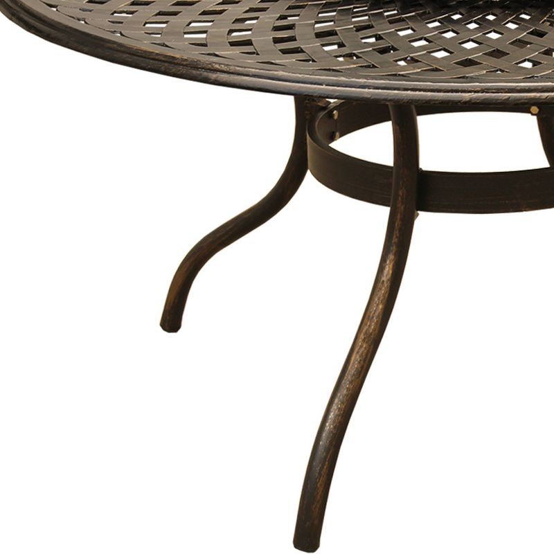 59&#34; Contemporary Modern Mesh Lattice Aluminum Round Dining Table with Lazy Susan - Bronze - Oakland Living, 6 of 8