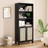 PexFix 5 Shelf Bookshelf with Rattan Doors White Tall Bookcase Display Shelves for Home Office Bedroom - 3 of 4