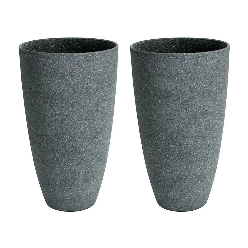 Algreen Acerra Weather Resistant Composite Tall Vase Round Planter Pot 20 x 12 x 12 Inches, Gray Stucco (2 Pack), 1 of 5