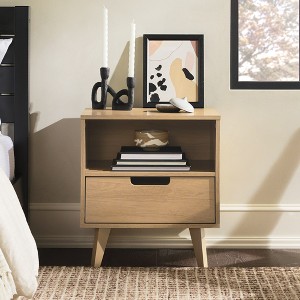 TIRAMISUBEST Modern 1-Drawer Nightstand with Open Cubby - Riviera - Brown Mobile File Cabinet - 1 of 4