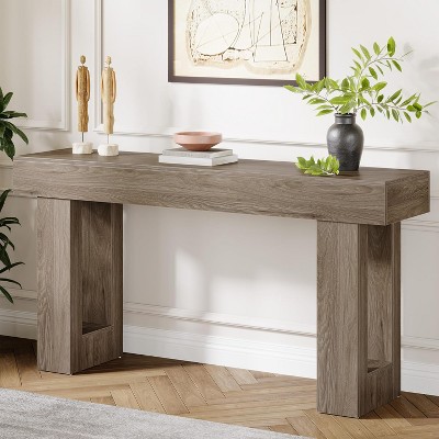 HDZNVF 63 Inches Farmhouse Console Table Extra Long Narrow Sofa Table Behind Couch, Rustic Wood Entryway Table