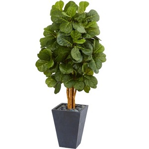 Nearly Natural 5.5-ft Fiddle Leaf Artificial Tree in Slate Planter - 1 of 1