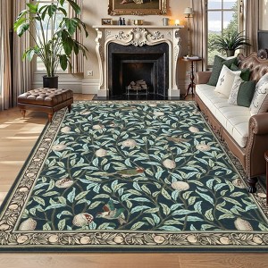 Modern Washable Area Rugs for Living Room Non Slip Stain Resistant Ultra Soft Floral Rug Carpet Floor Mat for Bedroom Dining Room Office - 1 of 4