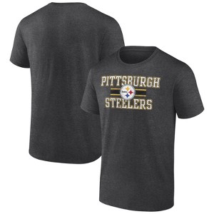 NFL Pittsburgh Steelers Men's Team Striping Gray Short Sleeve Bi-Blend T-Shirt - 1 of 3