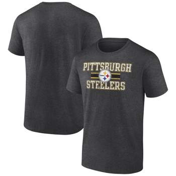 NFL Pittsburgh Steelers Men's Team Striping Gray Short Sleeve Bi-Blend T-Shirt