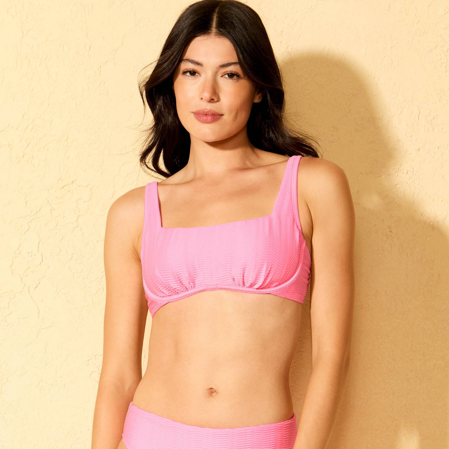 Women's Jacquard Square Neck Underwire Bikini Top - Shade & Shore™ Pink