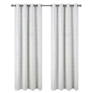 RT Designer Collection Kensington Jacquard Foam Backed Luxurious Decorative Grommet Curtain Panel White - 1 of 4