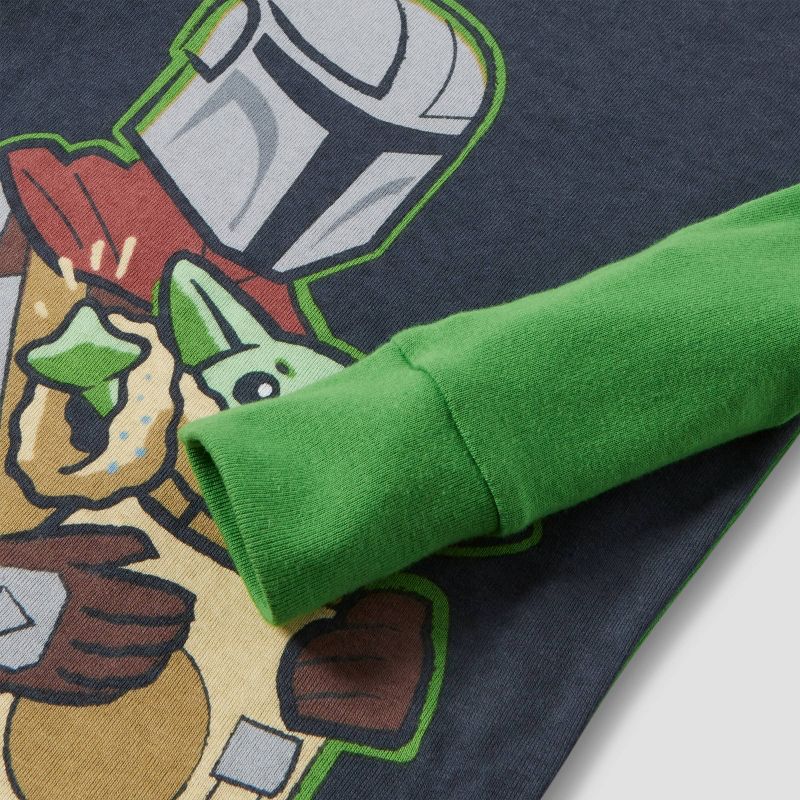 Boys&#39; Star Wars: The Mandalorian 4pc Snug Fit Long Sleeve Pajama Set - Green, 3 of 4