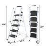 Syemin Ladders Light Folding Stool with Wide Anti-Skid Pedal, Strong Steel Ladder, Multi-purpose Folding Portable Ladder, White, 45.4"*35"*62.6" - 2 of 4