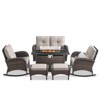 Buenhomino 7 Piece Outdoor Patio Wicker Conversation Sets with 43" Fire Pit Table, Includes Glider Loveseat, Rocking Chairs, Ottomans and Side Table - 3 of 4