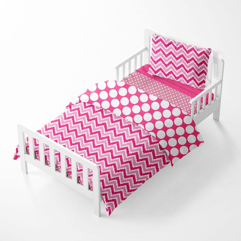 Bacati - Mix N Match Pink 4 pc Cotton Toddler Bedding Set, 3 of 9
