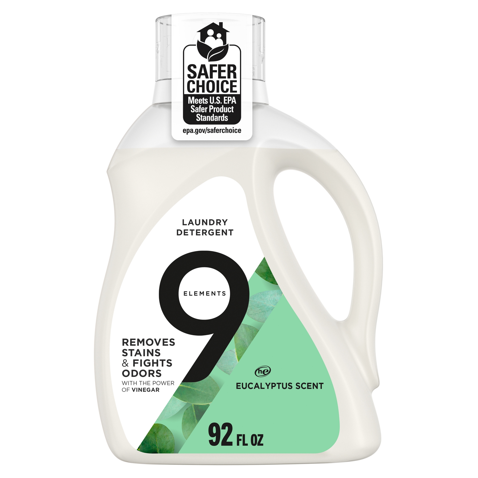 9 Elements Liquid Laundry Detergent - Eucalyptus - 92 fl oz: Plastic Jug, Deep Cleaning, 64 Uses, Odor Control
