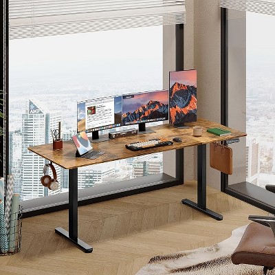 GALAXHERO 71 Inch Electric Standing Desk, Ergonomic Sit-to-Stand Desk with LED Touchscreen, 3 Memory Presets & Hook for Home Office