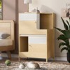 TIRAMISUBEST Modern 2 in 1 Cat Litter Box Enclosure Side Table Light Wood White Accents Multi-Level Hidden Washroom Storage 77 lb Top - 3 of 4