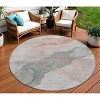 HomeRoots 8' Salmon And Gray Round Abstract Washable Indoor Outdoor Area Rug - 2 of 4
