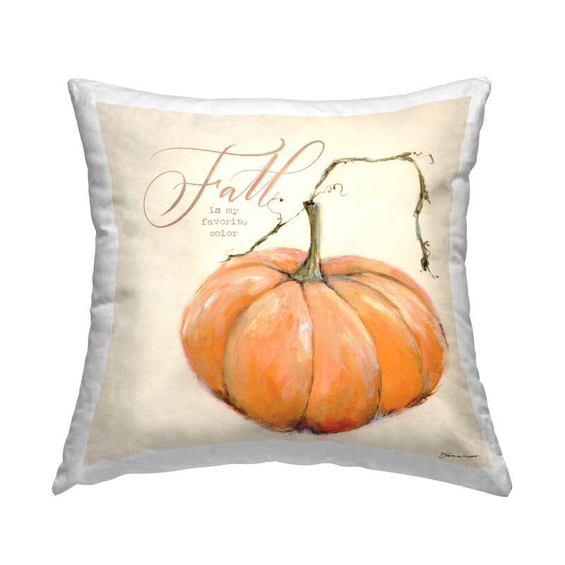 Stupell Industries Fall Is My Favorite Color Orange Pumpkin Seasonal Word Design Printed Pillow, 18 x 18, 1 of 3