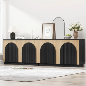 Brafab Fluted Sideboard Buffet Cabine, Arched Reeded Design Doors, Adjustable Shelves - 1 of 4