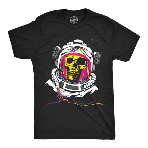 Mens Funny T Shirts Rainbow Astronaut Skull Cool Graphic Tee For Men Crazy Dog Men s T Shirt Black S