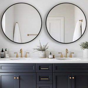 Dovelina Round Aluminum Framed Bathroom Vanity Mirror Hanging Mirror（Set of 2) - 1 of 4