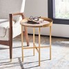 Prague Round Side Table - Light Grey Oak/Gold - Safavieh. - 2 of 4
