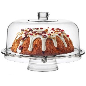 Homeries Cake Stand with Lid, Cake Plate, (6 in 1) Multi-Functional Serving Platter, Large Cake Stand with Dome - Use as Cake Holder, Cake Cover - 1 of 4