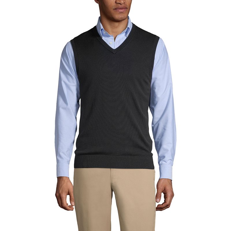 Lands' End School Uniform Men's Cotton Modal Fine Gauge Sweater Vest, 2 of 3
