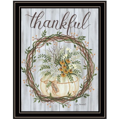 HomeRoots Thankful Wreath Black Framed Print Wall Art