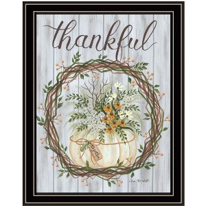 HomeRoots Thankful Wreath Black Framed Print Wall Art - 1 of 3