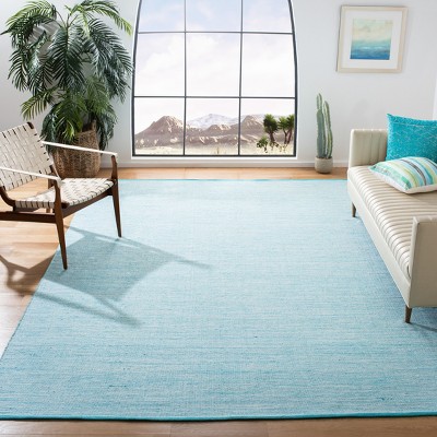 Montauk Aqua Blue 6' Square Handwoven Cotton Area Rug