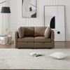 LOVMOR Contemporary Modern Upholstered Fabric Sofa with Storage Seats and Ottomans, 2 Seater Sofa Fabric Couch with Adjustable Arms and Backs - 2 of 4