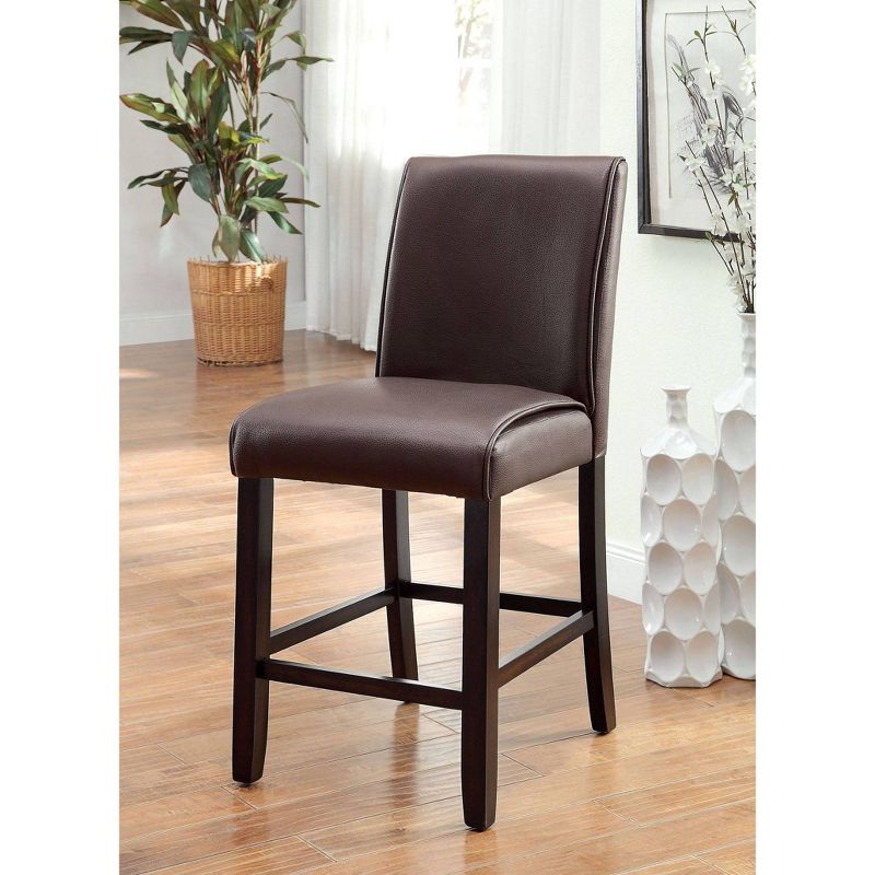 24/7 Shop At Home Set of 2 Lanbert Leatherette Padded Counter Height Barstools Dark Walnut, 2 of 5