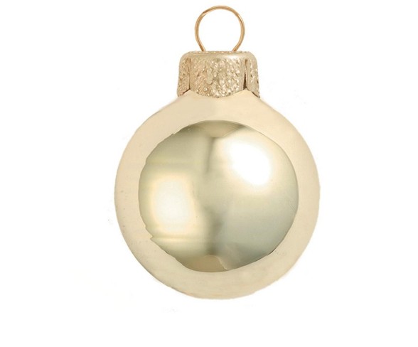 Art Glass Designs 20ct Shiny Champagne Gold Glass Ball Christmas Ornaments 1.25" (30mm)