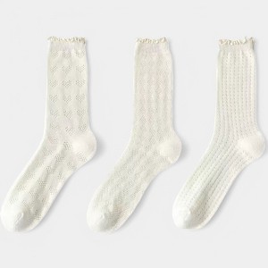 Anna-Kaci Women's Delicate Lace Knit Crew Socks with Subtle Textured Patterns - 1 of 4