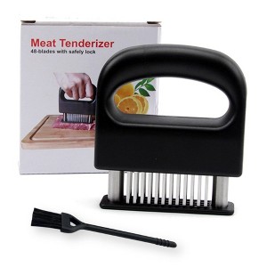 Meat Tenderizer 48 Stainless Steel Ultra Sharp Needle Blades Heavy Duty Easy Cleaning with Small Cleaning Brush (2-Pc Set) - 1 of 4